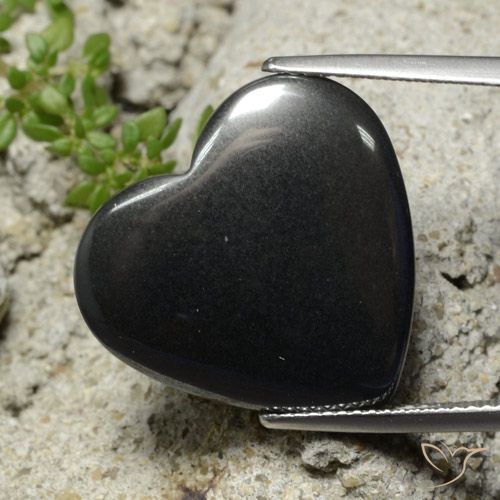 23.58ct Natural preto cinza Hematita, Coração, Opaco
