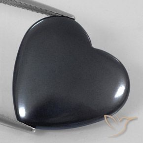 22.83ct Natural preto cinza Hematita, Coração, Opaco