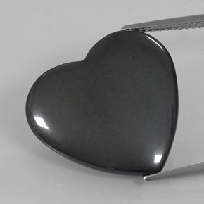 Hematita cinza natural 22,90ct, formato de coração, opaco