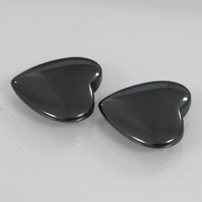 Pedras preciosas de hematita cinza natural de 46,94 ct, formato de coração, opaco