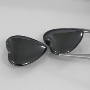 Pedras preciosas de hematita cinza natural de 46,94 ct, formato de coração, opaco
