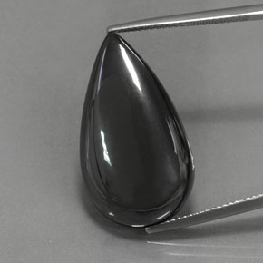 Hematita cinza natural 30,66ct, formato de pêra, opaco