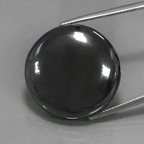 Hematita cinza natural 52,97ct, corte redondo, opaco