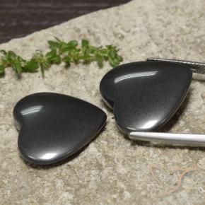 Pedras preciosas de Hematita Cinza escuro natural de 46.55 ct, Coração, Opaco
