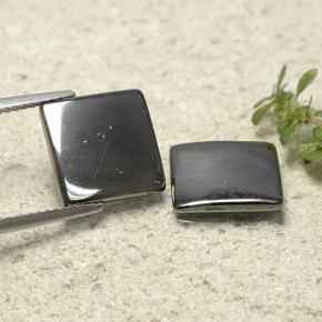 Pedras preciosas de hematita preto e cinza natural de 9,57 ct, quadrado, opaco