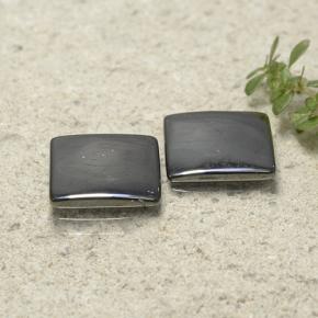 Pedras preciosas de hematita preto e cinza natural de 9,57 ct, quadrado, opaco