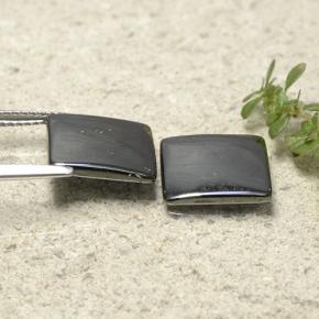 Pedras preciosas de hematita preto e cinza natural de 9,57 ct, quadrado, opaco