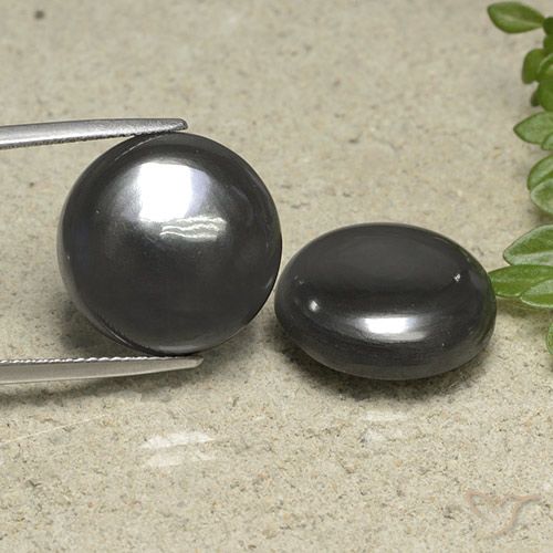 Pedras preciosas de Hematita preto cinza natural de 42.45 ct, Corte Redondo, Opaco