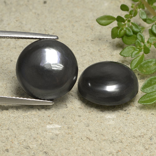 Pedras preciosas de Hematita preto cinza natural de 32.54 ct, Corte Redondo, Opaco