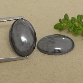Pedras preciosas de hematita cinza natural de 14,61 ct, corte oval, opaco