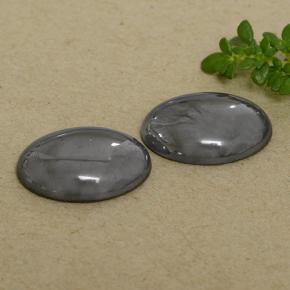 Pedras preciosas de hematita cinza natural de 14,61 ct, corte oval, opaco