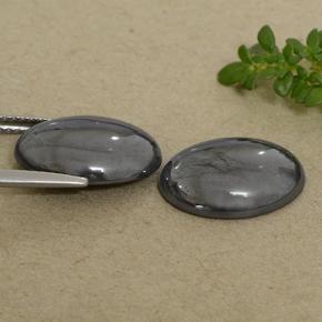Pedras preciosas de hematita cinza natural de 14,61 ct, corte oval, opaco