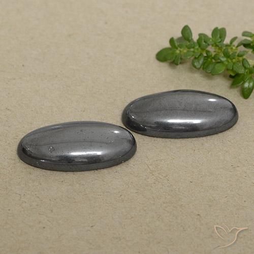 Pedras preciosas de Hematita Cinza escuro natural de 19.31 ct, oval, Opaco