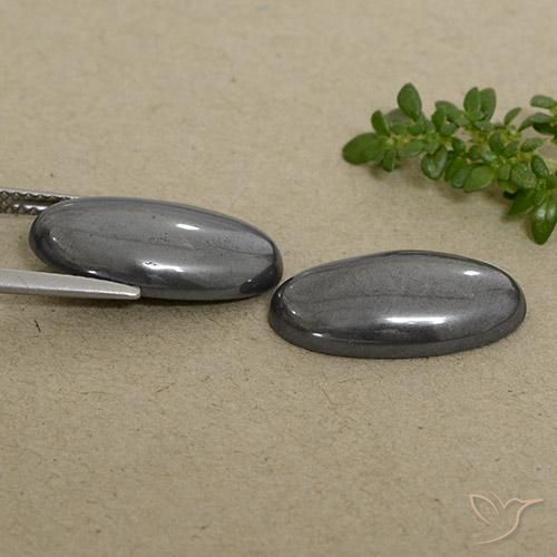 Pedras preciosas de Hematita Cinza escuro natural de 19.31 ct, oval, Opaco