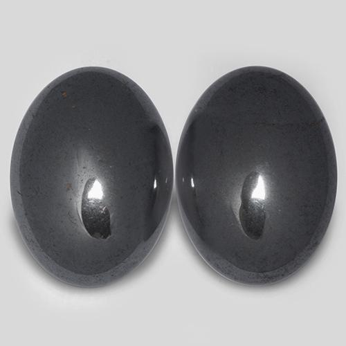 Pedras preciosas de hematita cinza natural de 14,54 ct, corte oval, opaco