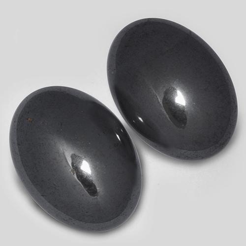 Pedras preciosas de hematita cinza natural de 14,54 ct, corte oval, opaco
