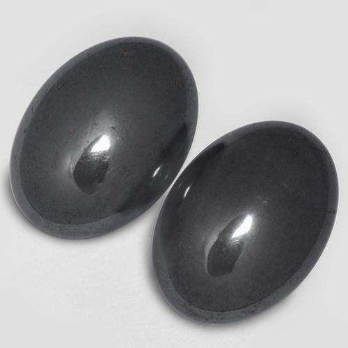 Pedras preciosas de hematita cinza natural de 14,54 ct, corte oval, opaco