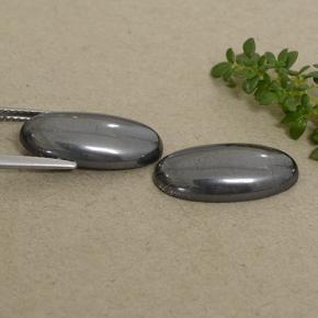 Pedras preciosas de Hematita Cinza escuro natural de 18.46 ct, Corte Oval, Opaco