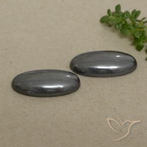 Pedras preciosas de Hematita preto cinza natural de 18.06 ct, oval, Opaco