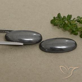 Pedras preciosas de Hematita preto cinza natural de 18.06 ct, oval, Opaco
