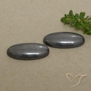 Pedras preciosas de Hematita preto cinza natural de 18.34 ct, oval, Opaco