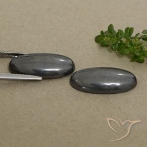 Pedras preciosas de Hematita preto cinza natural de 18.34 ct, oval, Opaco