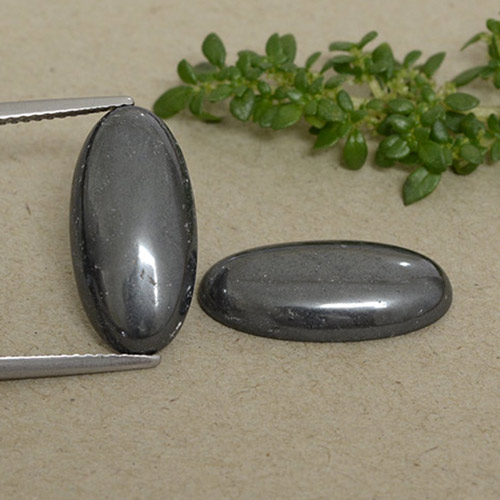 Pedras preciosas de Hematita preto cinza natural de 18.02 ct, Corte Oval, Opaco