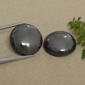 Pedras preciosas de hematita cinza natural de 36,74 ct, corte redondo, opaco