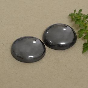 Pedras preciosas de hematita cinza natural de 36,74 ct, corte redondo, opaco