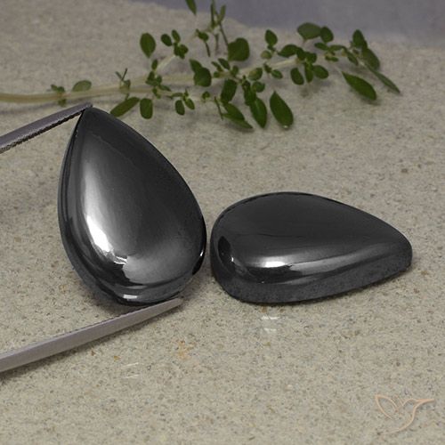 72.67ctw Natural preto cinza Hematita, Formato de pêra, Opaco