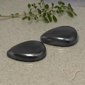 Pedras preciosas de Hematita preto cinza natural de 72.67 ct, Formato de pêra, Opaco