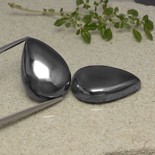 73.93ctw Natural Cinza escuro Hematita, Formato de pêra, Opaco