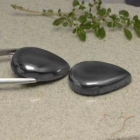 Pedras preciosas de Hematita Cinza escuro natural de 73.93 ct, Formato de pêra, Opaco