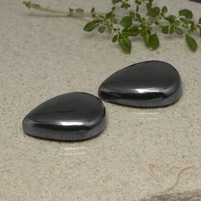 Pedras preciosas de Hematita preto cinza natural de 63.94 ct, Formato de pêra, Opaco