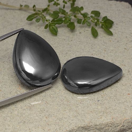 80.40ctw Natural preto cinza Hematita, Formato de pêra, Opaco
