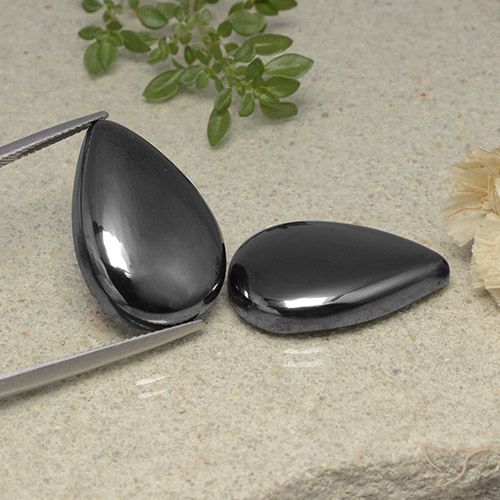 54.71ctw Natural preto cinza Hematita, Formato de pêra, Opaco