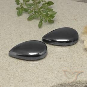 Pedras preciosas de Hematita preto cinza natural de 54.71 ct, Formato de pêra, Opaco