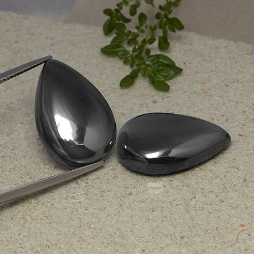 69.58ctw Natural preto cinza Hematita, Formato de pêra, Opaco