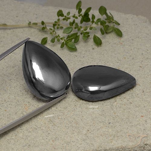 79.05ctw Natural preto cinza Hematita, Formato de pêra, Opaco