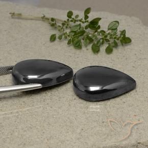 Pedras preciosas de Hematita preto cinza natural de 79.05 ct, Formato de pêra, Opaco