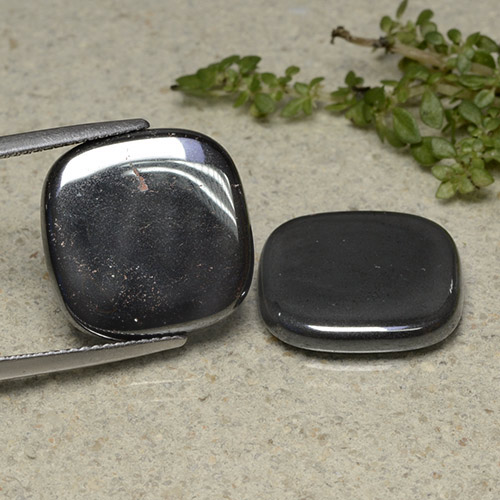 Pedras preciosas de hematita cinza natural de 26,47 ct, almofada cortada, opaco