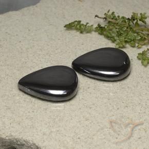 Pedras preciosas de Hematita preto cinza natural de 58.28 ct, Formato de pêra, Opaco