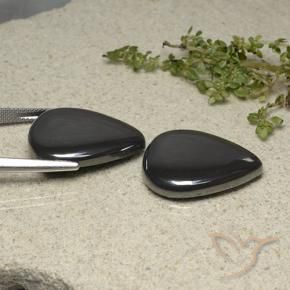Pedras preciosas de Hematita preto cinza natural de 58.28 ct, Formato de pêra, Opaco