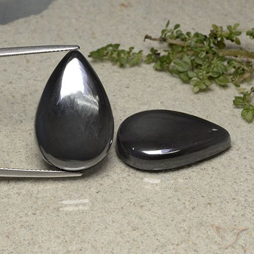 66.54ctw Natural preto cinza Hematita, Formato de pêra, Opaco