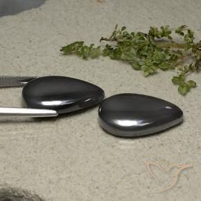 Pedras preciosas de Hematita preto cinza natural de 60.34 ct, Formato de pêra, Opaco