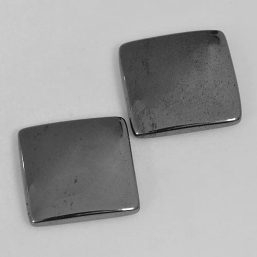 Pedras preciosas de hematita cinza natural de 9,90 ct, quadrado, opaco