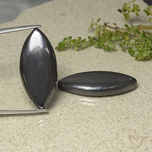 38.35ctw Natural preto cinza Hematita, Marquesa, Opaco