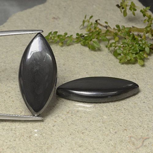 35.66ctw Natural preto cinza Hematita, Marquesa, Opaco, Photo A