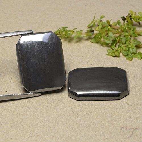 34.87ctw Natural preto cinza Hematita, Corte Octógono / Esmeralda, Opaco, Photo A
