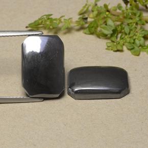 Pedras preciosas de hematita cinza natural de 17,78 ct, corte esmeralda, opaco